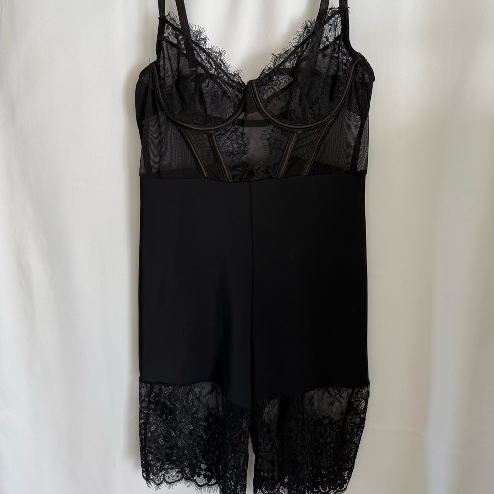 Fashion Nova Black Lace Trim Chemise